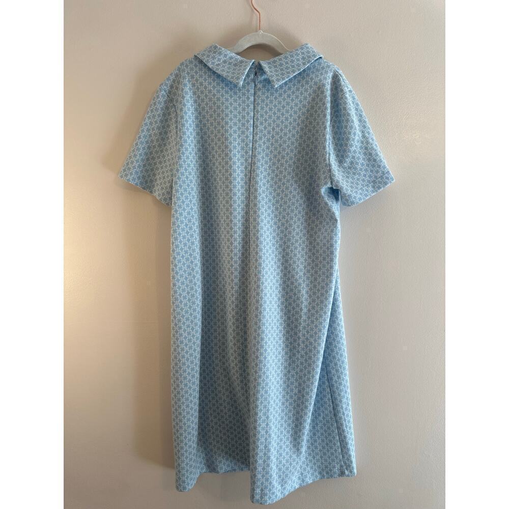Tyler Boë Kristen Pleated A-Line Preppy Short Sleeve Knit Blue/White Sz. S